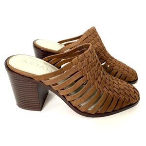 1. State Licha Brown Woven Leather Mules Size 10M
